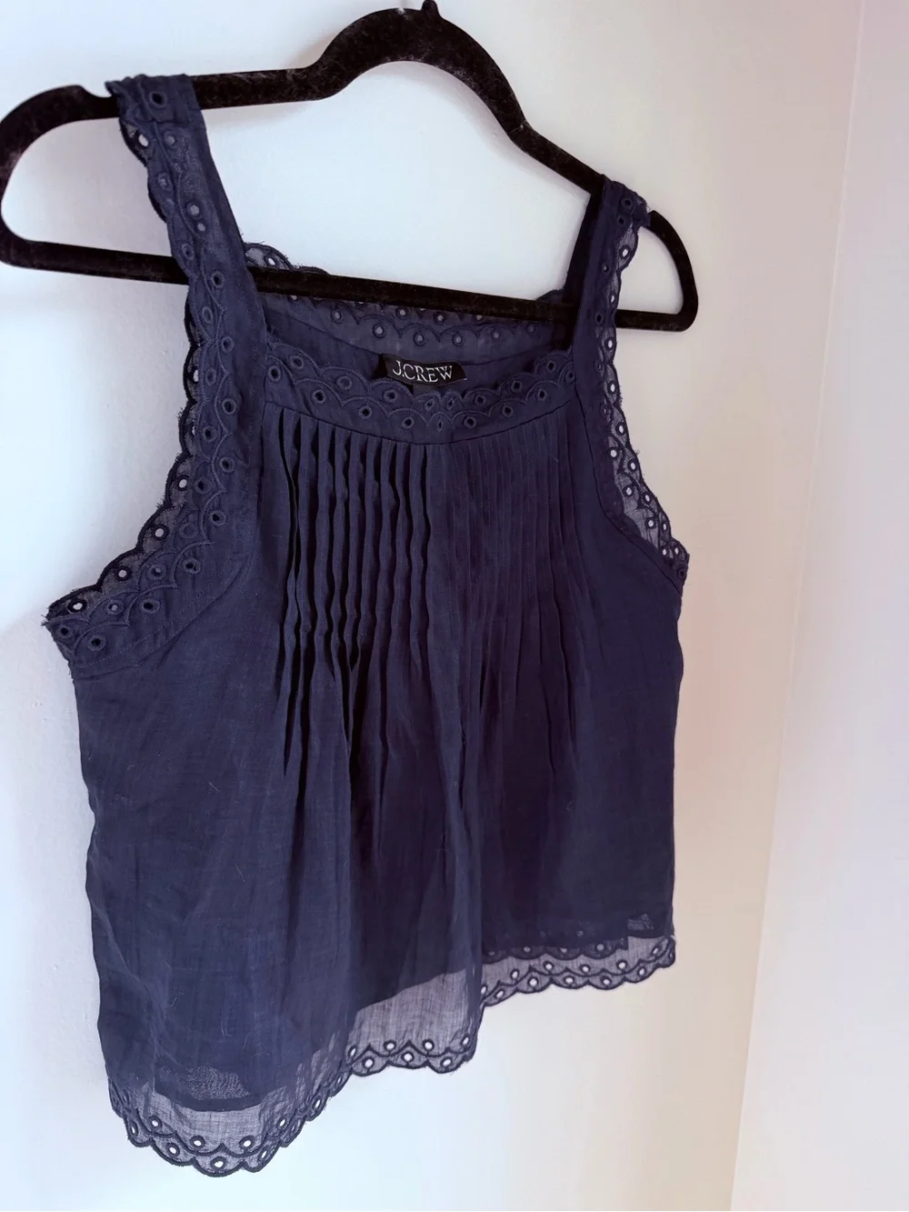 J. Crew Scallop-trim tank top in ramie S